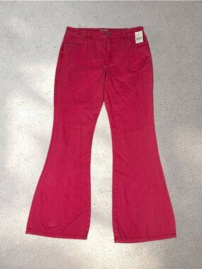 KUT From The Kloth Kelsey Ana Fab Ab Ankle Flare Jeans Womens 12 Pink High Rise